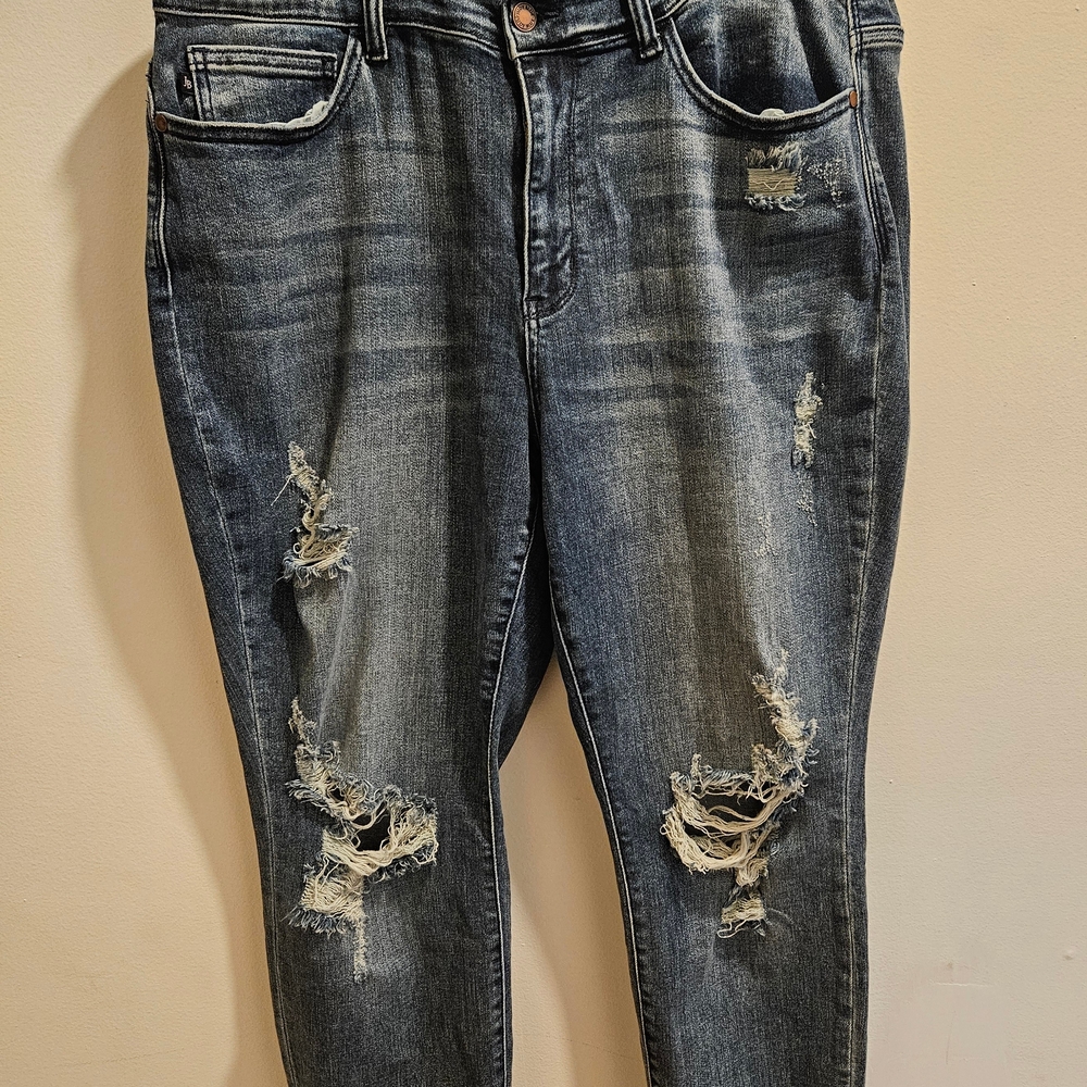 Judy Blue Dark Distressed Boyfriend Jeans